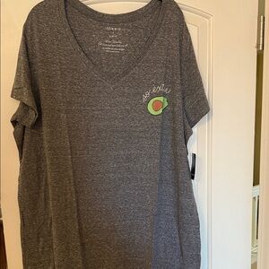 Torrid Charcoal Avocado Embroidered Tee